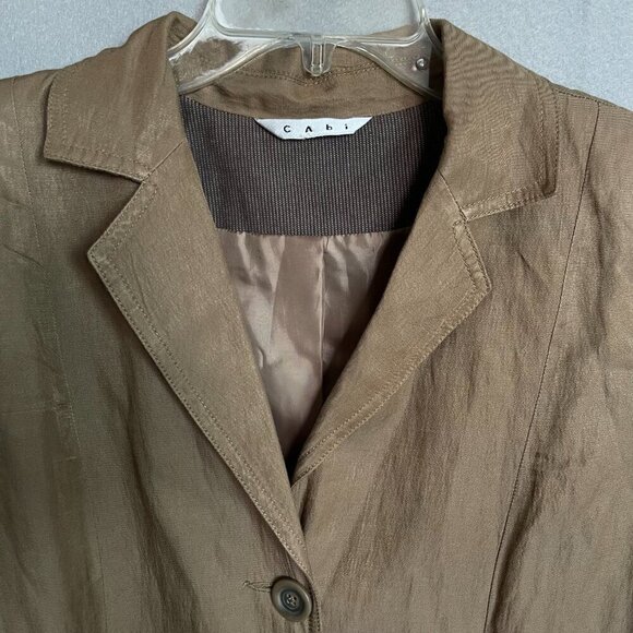 CAbi Women's Tan Swing Trench Coat Size L - Picture 3 of 6